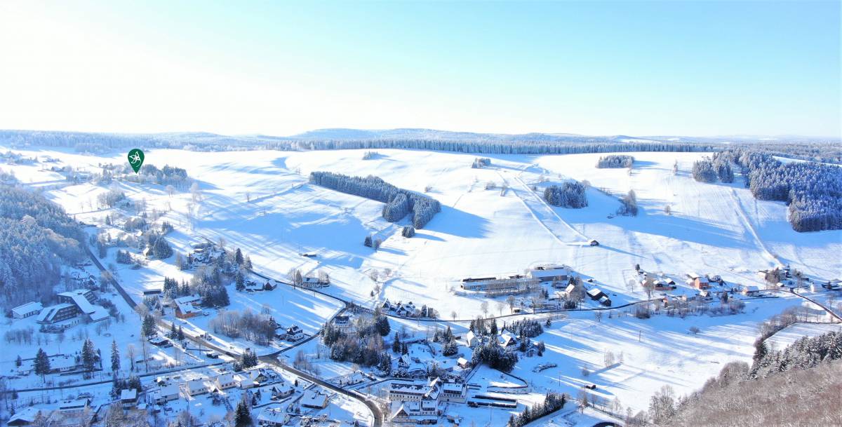 Skigebiet Holzhau mit Position vom Berghotel Talblick