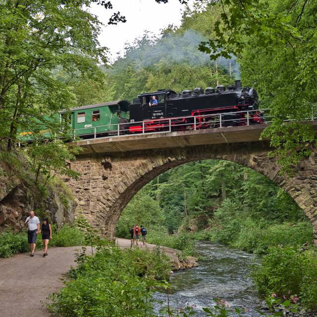 Dampfeisenbahn fährt durch das Erzgebirge